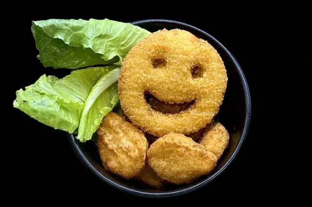 Nuggets with potato smiles