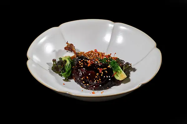 Duck leg confit with egg noodles