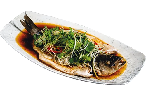 Steamed sea bass according to Grandma Lao's recipe with vegetable noodles