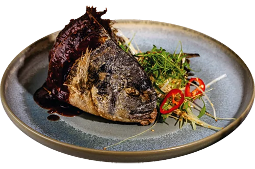 Crispy dorado in sweet and sour sauce