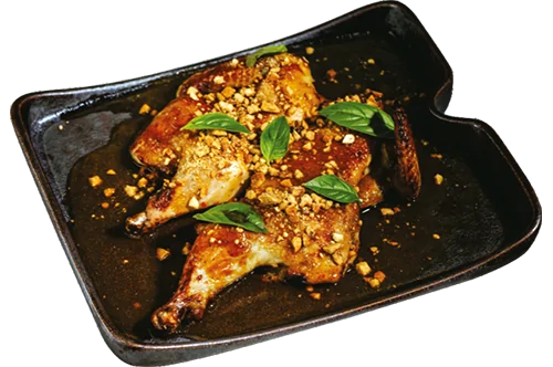 Chicken in mint sauce with cashew and herbs